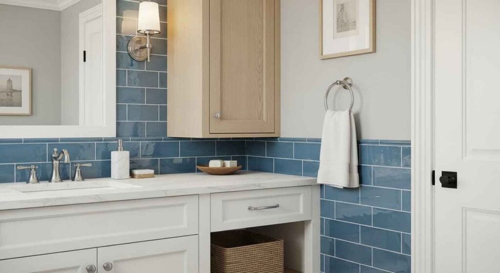 Seamless Integration: Marrying Blue Tile with Neutral Palettes
