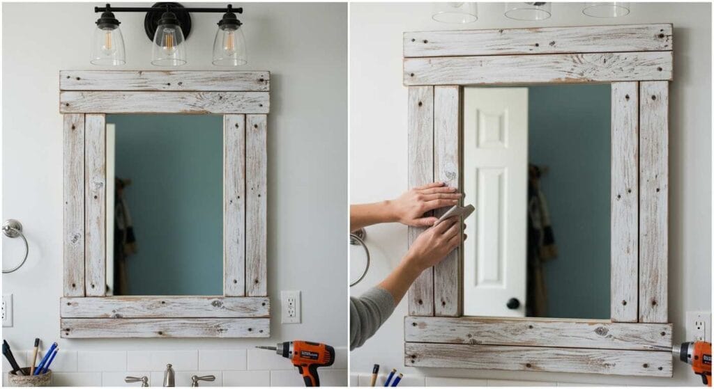 DIY Rustic Bathroom Mirror