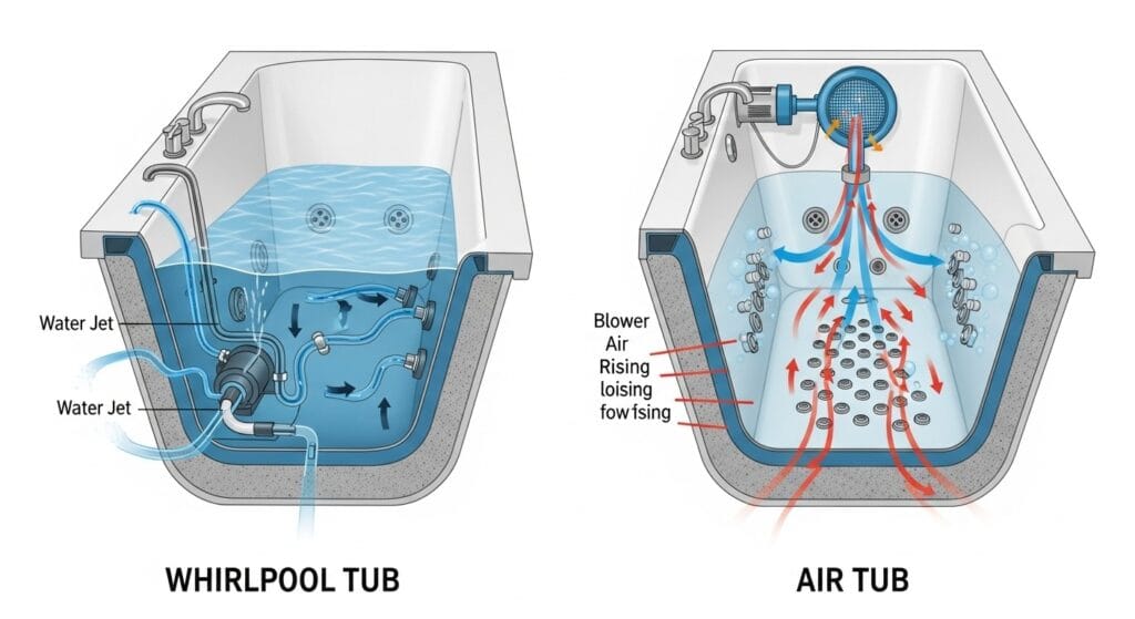 Air Jets Versus Water Jets