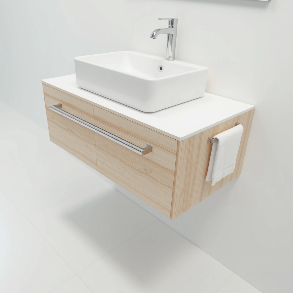 A wall-mounted floating vanity used in a 6x8 Bathroom Design to save floor space.
