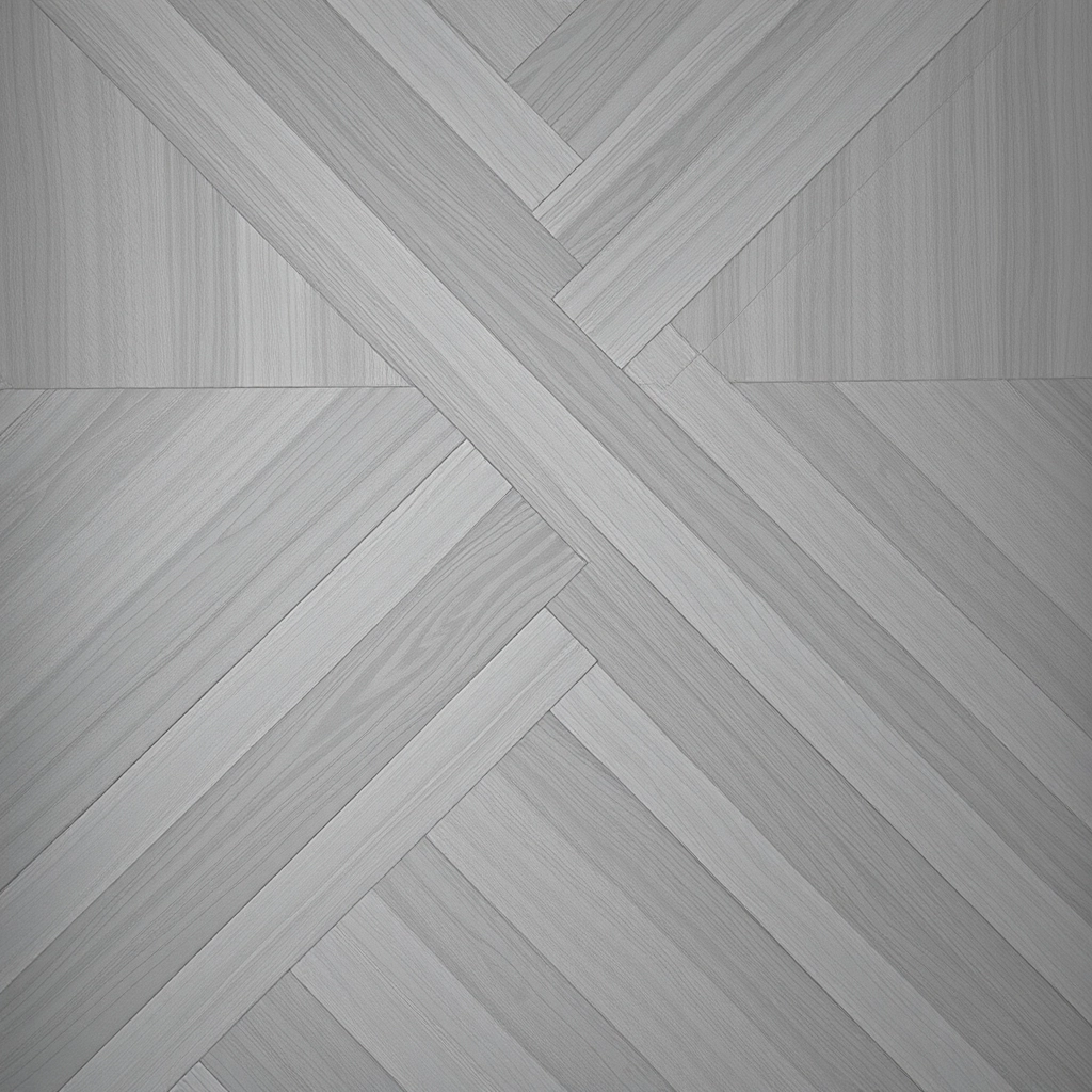 A sophisticated herringbone pattern created with long rectangular tiles on a bathroom floor.