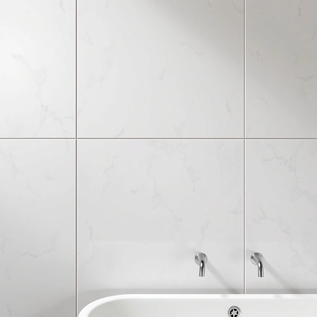Large format tiles with subtle 3D texture, part of the bathroom remodel ideas 2026 trend.