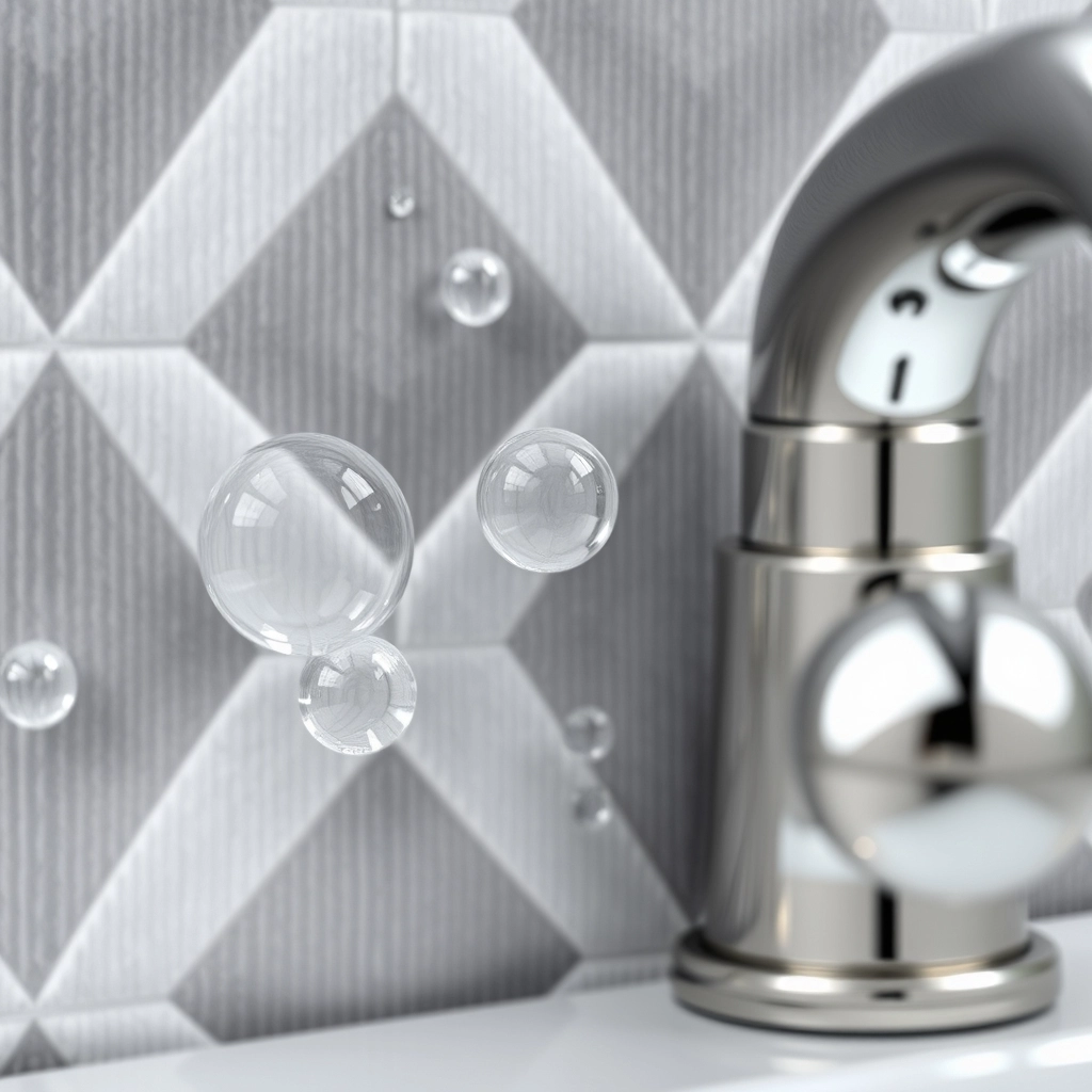 A macro shot of durable vinyl-coated Bathroom Wallpaper Ideas showing water-resistant texture.