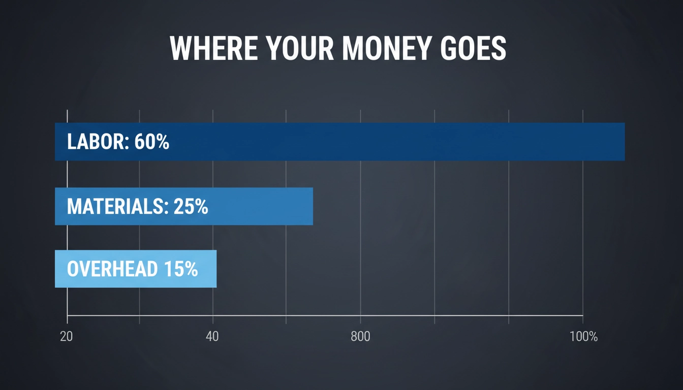 A pie chart titled "Where Your Money Goes" showing data for Labor: 60%.