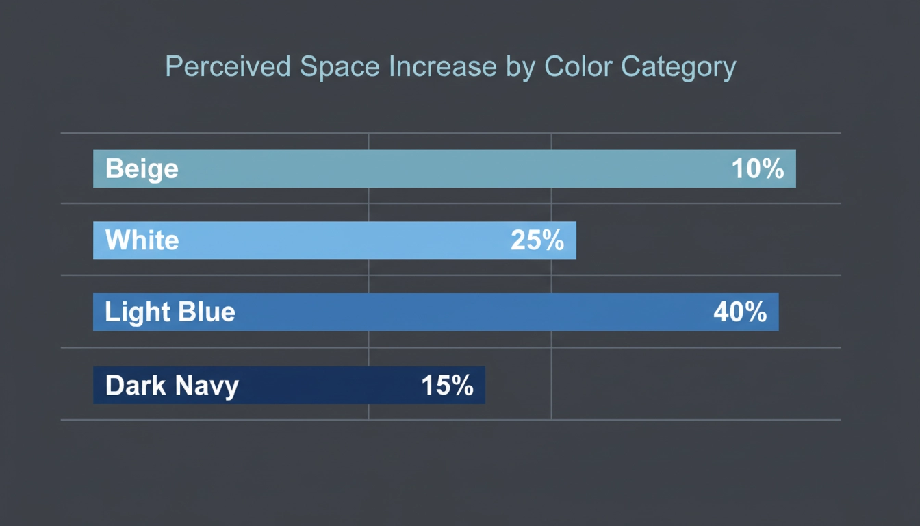 A bar chart titled "Perceived Space Increase by Color Category" showing data for Beige: 10%.