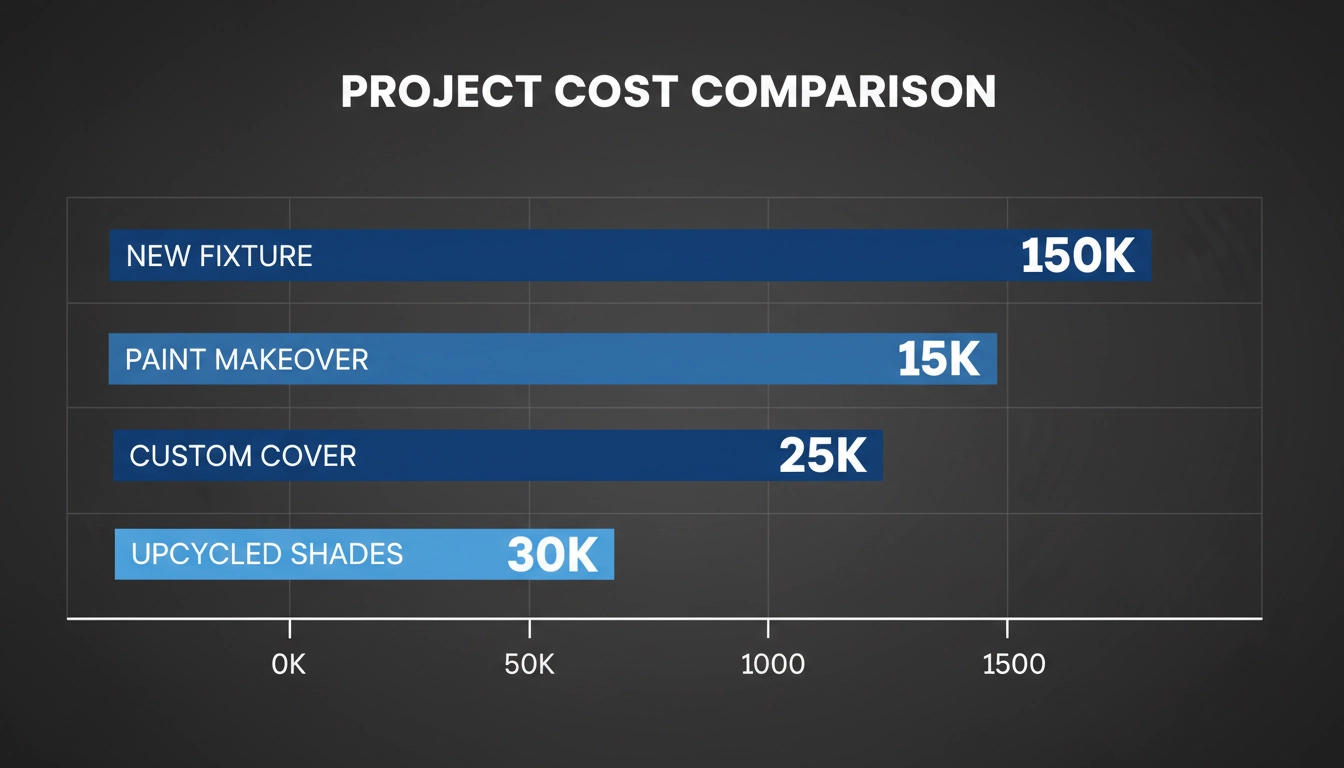 A bar chart titled "Project Cost Comparison" showing data for New Fixture: 150.