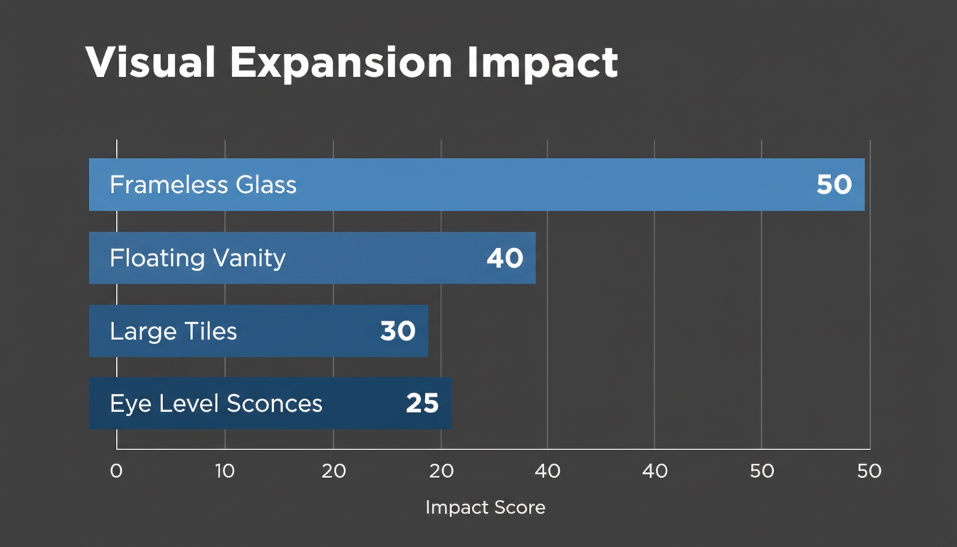 A bar chart titled "Visual Expansion Impact" showing data for Floating Vanity: 40.