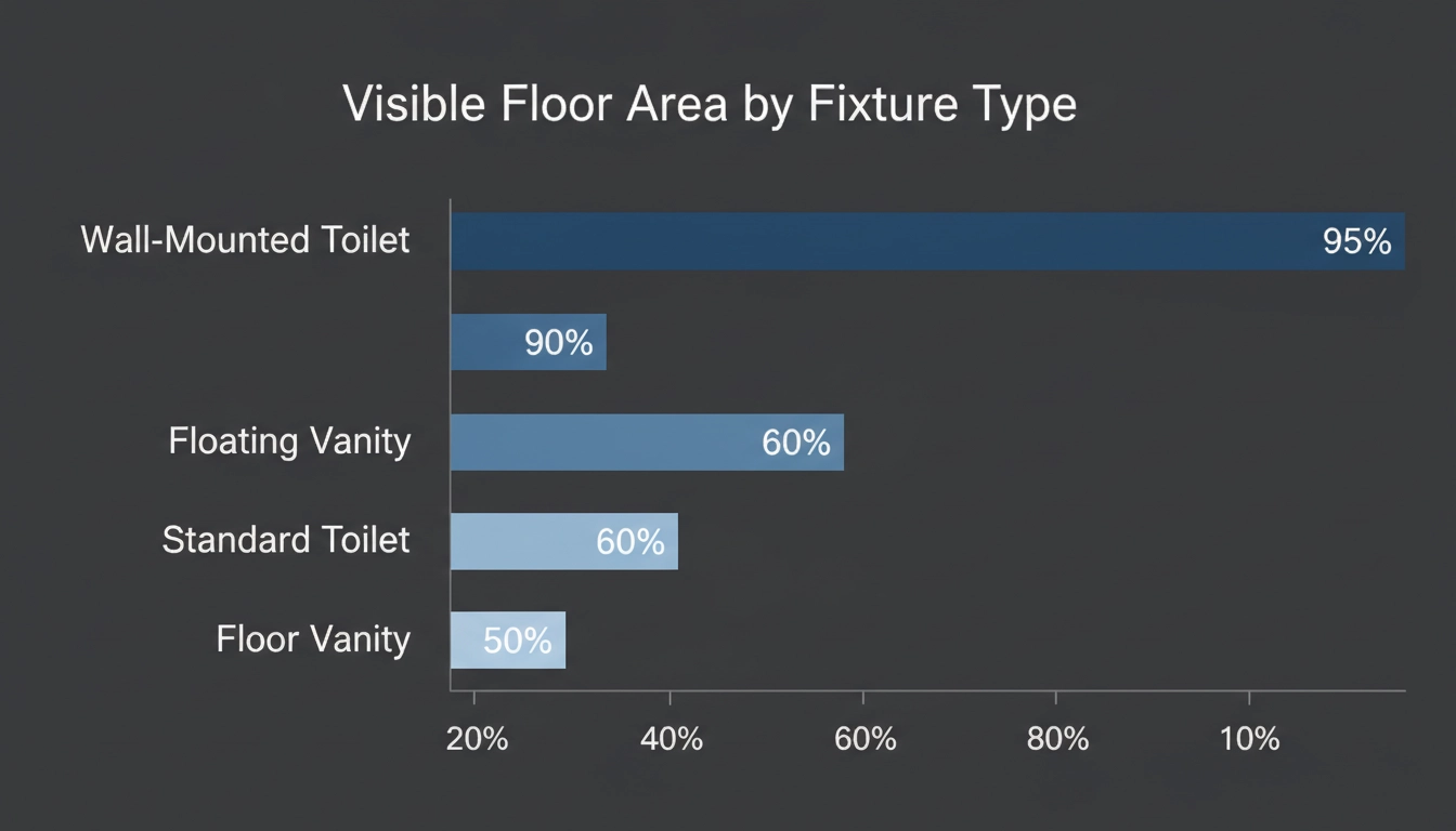 A bar chart titled "Visible Floor Area by Fixture Type" showing data for Standard Toilet: 60%.