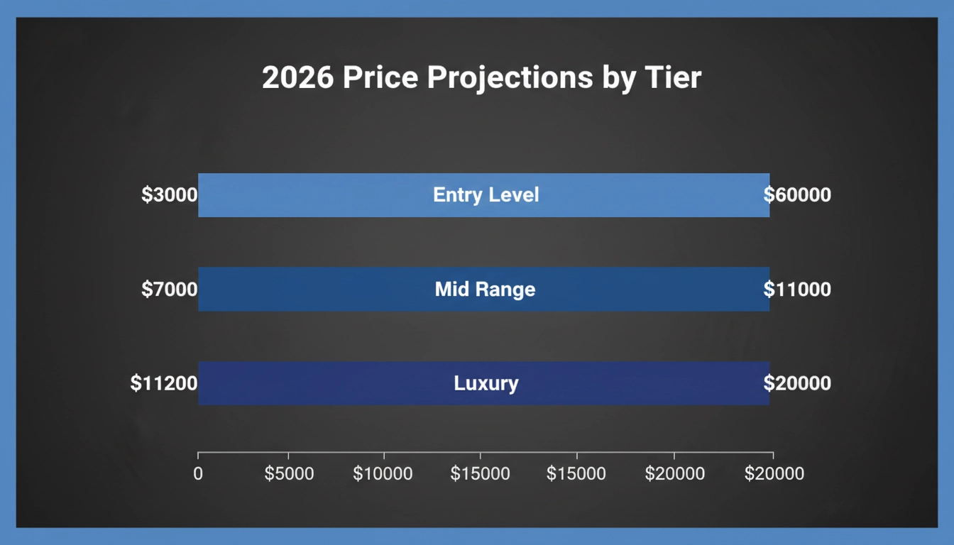 A bar chart titled "2026 Price Projections by Tier" showing data for Entry Level: $3000 to $6000.