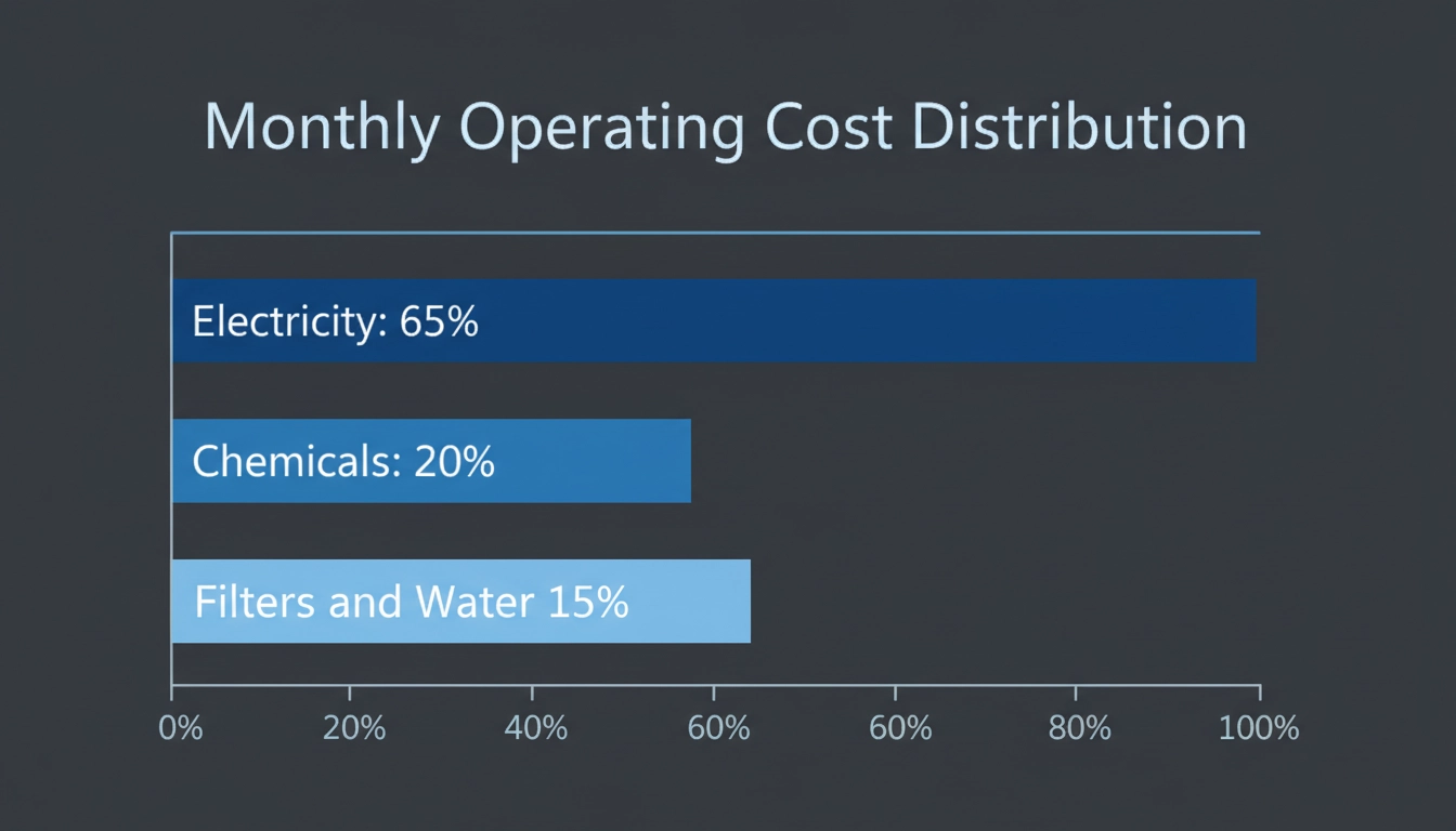 A pie chart titled "Monthly Operating Cost Distribution" showing data for Electricity: 65 percent.