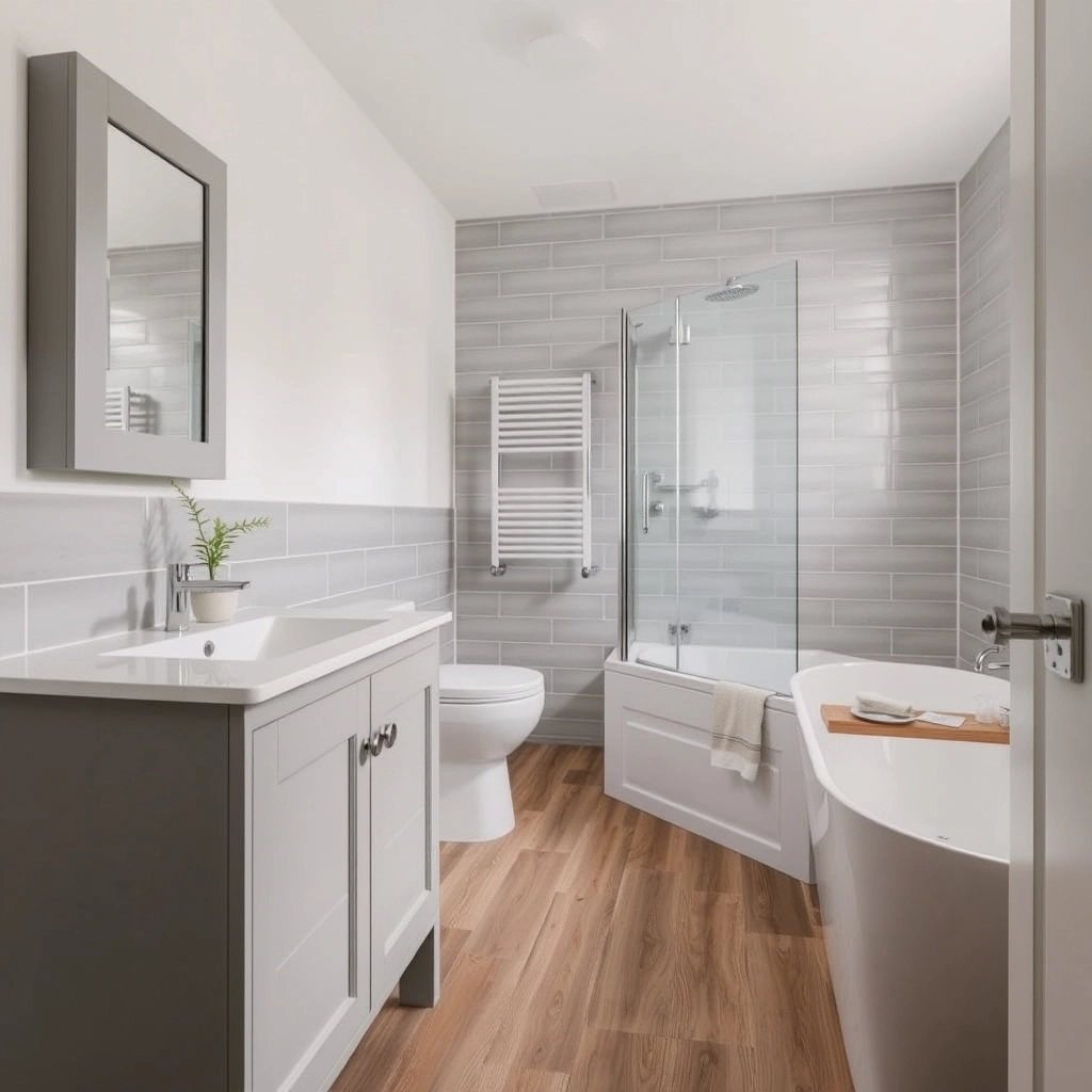 A beautifully finished bathroom featuring howdens bathrooms cabinetry and high-quality tiling.