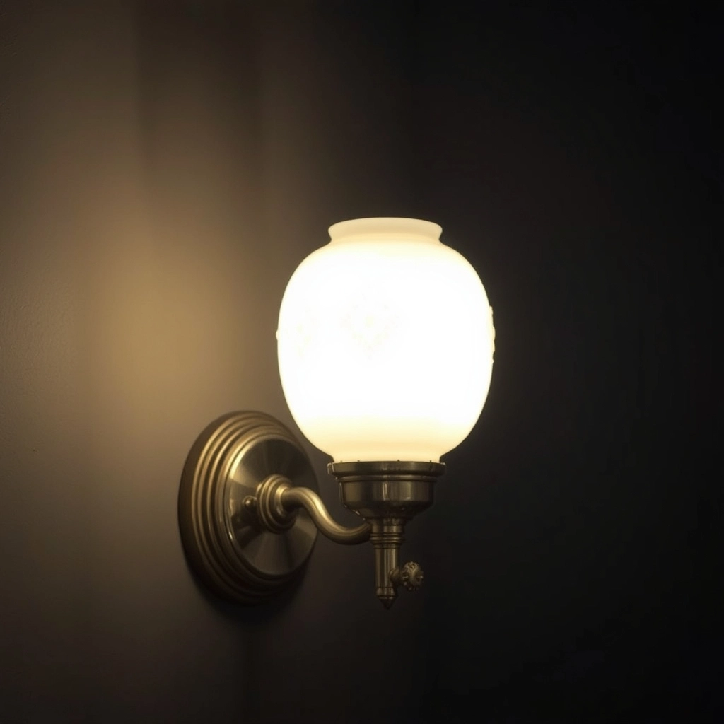 A Victorian-style wall sconce with a white opaline glass globe and a polished nickel base.