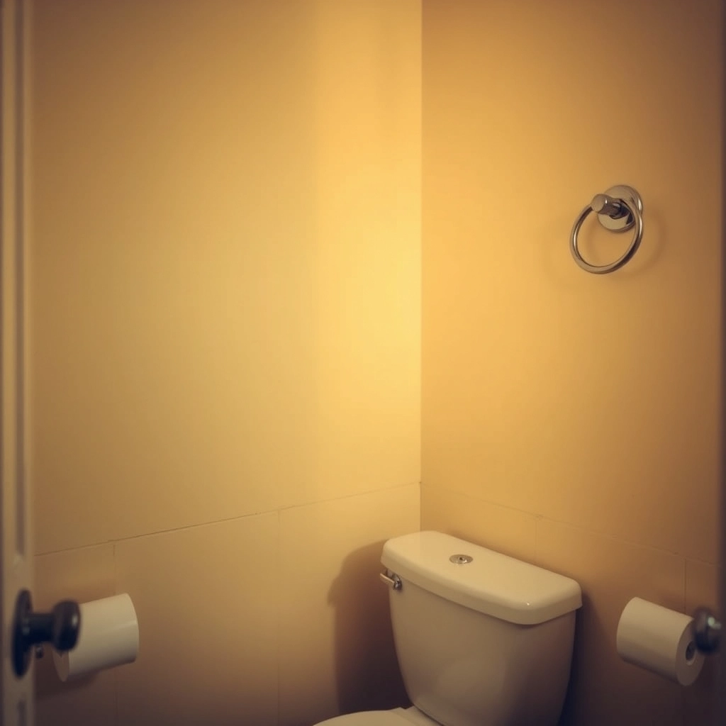 A bathroom wall painted in a warm parchment white with polished nickel accents.