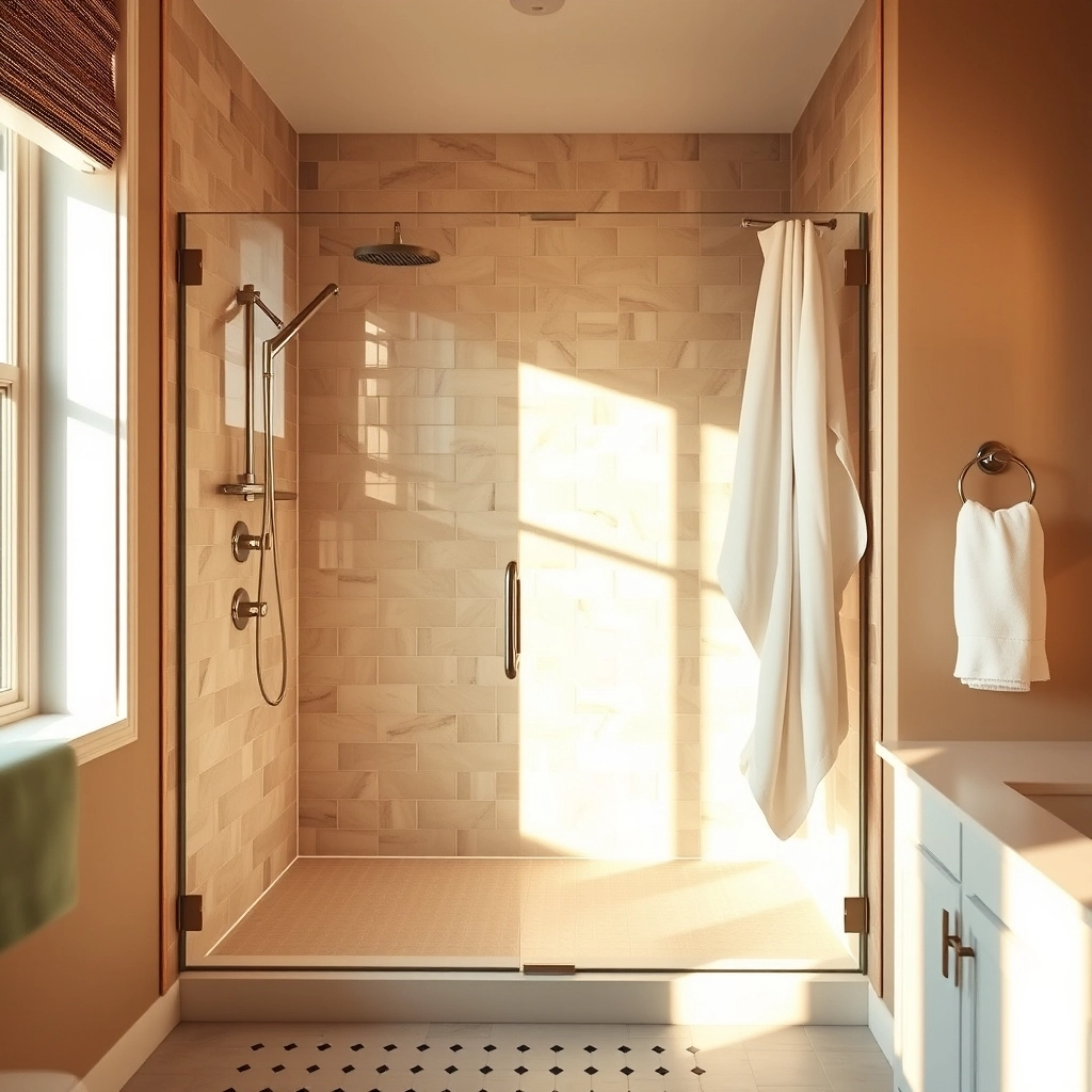 A perfectly finished bathroom renovation showcasing the best tile for shower walls.