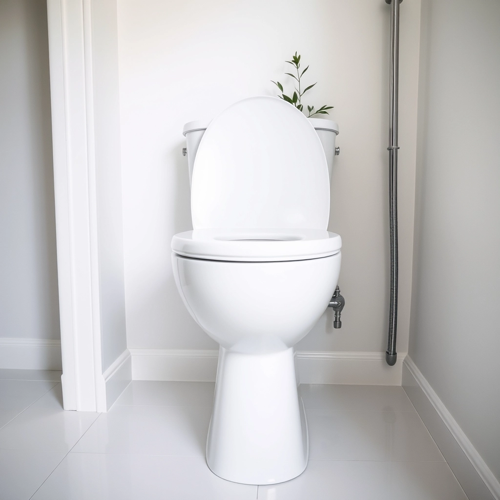 A successfully installed high-efficiency toilet in a clean bathroom, concluding the toilet installation cost guide.